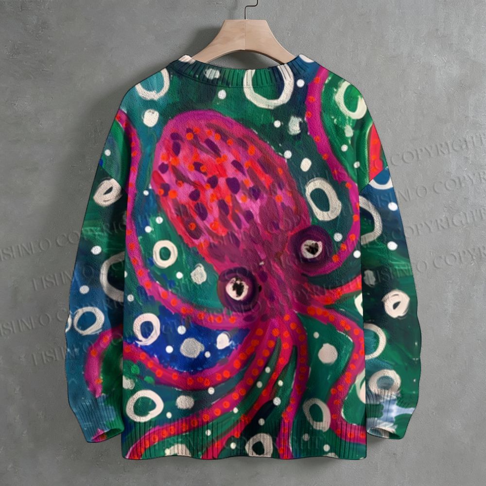 Pink Octopus Crew Neck Sweater