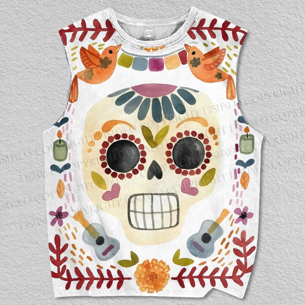 Unisex Skull Art Printed Tank Top