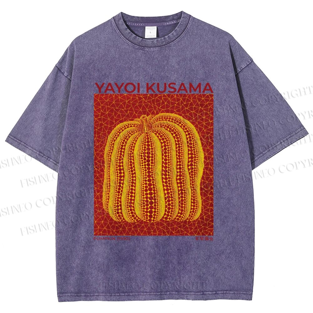 Unisex Yayoi Kusama Pumpkin Printed Washed Tee