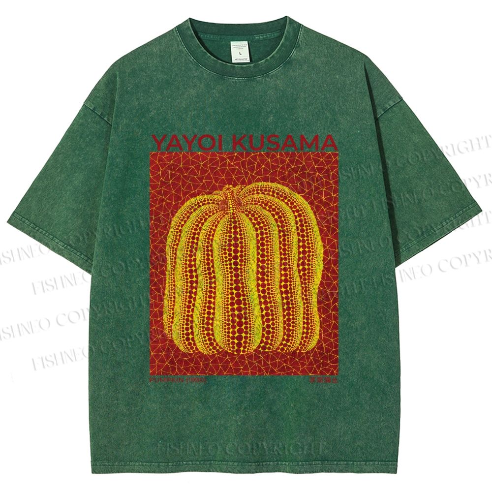 Unisex Yayoi Kusama Pumpkin Printed Washed Tee