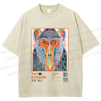 Unisex Yayoi Kusama Multicolor Monkey Printed Washed Tee