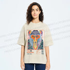 Unisex Yayoi Kusama Multicolor Monkey Printed Washed Tee