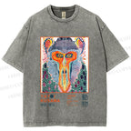Unisex Yayoi Kusama Multicolor Monkey Printed Washed Tee