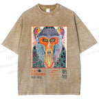 Unisex Yayoi Kusama Multicolor Monkey Printed Washed Tee