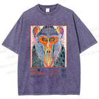 Unisex Yayoi Kusama Multicolor Monkey Printed Washed Tee