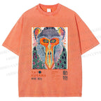 Unisex Yayoi Kusama Multicolor Monkey Printed Washed Tee