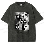 Unisex Yayoi Kusama Cat Printed Washed Tee