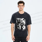 Unisex Yayoi Kusama Cat Printed Washed Tee