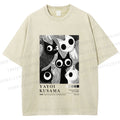 Unisex Yayoi Kusama Cat Printed Washed Tee