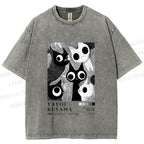 Unisex Yayoi Kusama Cat Printed Washed Tee