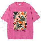 Unisex Yayoi Kusama Plants Printed Washed Tee