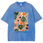 Unisex Yayoi Kusama Plants Printed Washed Tee