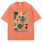 Unisex Yayoi Kusama Plants Printed Washed Tee