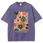 Unisex Yayoi Kusama Plants Printed Washed Tee