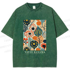 Unisex Yayoi Kusama Plants Printed Washed Tee