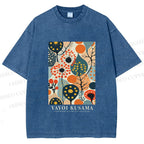 Unisex Yayoi Kusama Plants Printed Washed Tee