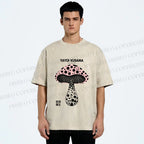 Unisex Yayoi Kusama Mushroom Printed Washed Tee
