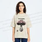 Unisex Yayoi Kusama Mushroom Printed Washed Tee