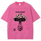 Unisex Yayoi Kusama Mushroom Printed Washed Tee
