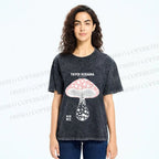 Unisex Yayoi Kusama Mushroom Printed Washed Tee