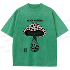 Unisex Yayoi Kusama Mushroom Printed Washed Tee