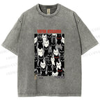Unisex Yayoi Kusama Cat Printed Washed Tee