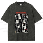 Unisex Yayoi Kusama Cat Printed Washed Tee