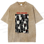 Unisex Yayoi Kusama Cat Printed Washed Tee