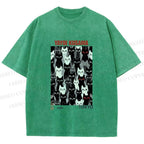 Unisex Yayoi Kusama Cat Printed Washed Tee