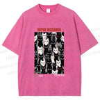 Unisex Yayoi Kusama Cat Printed Washed Tee