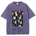 Unisex Yayoi Kusama Cat Printed Washed Tee