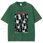 Unisex Yayoi Kusama Cat Printed Washed Tee