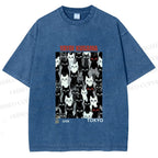 Unisex Yayoi Kusama Cat Printed Washed Tee