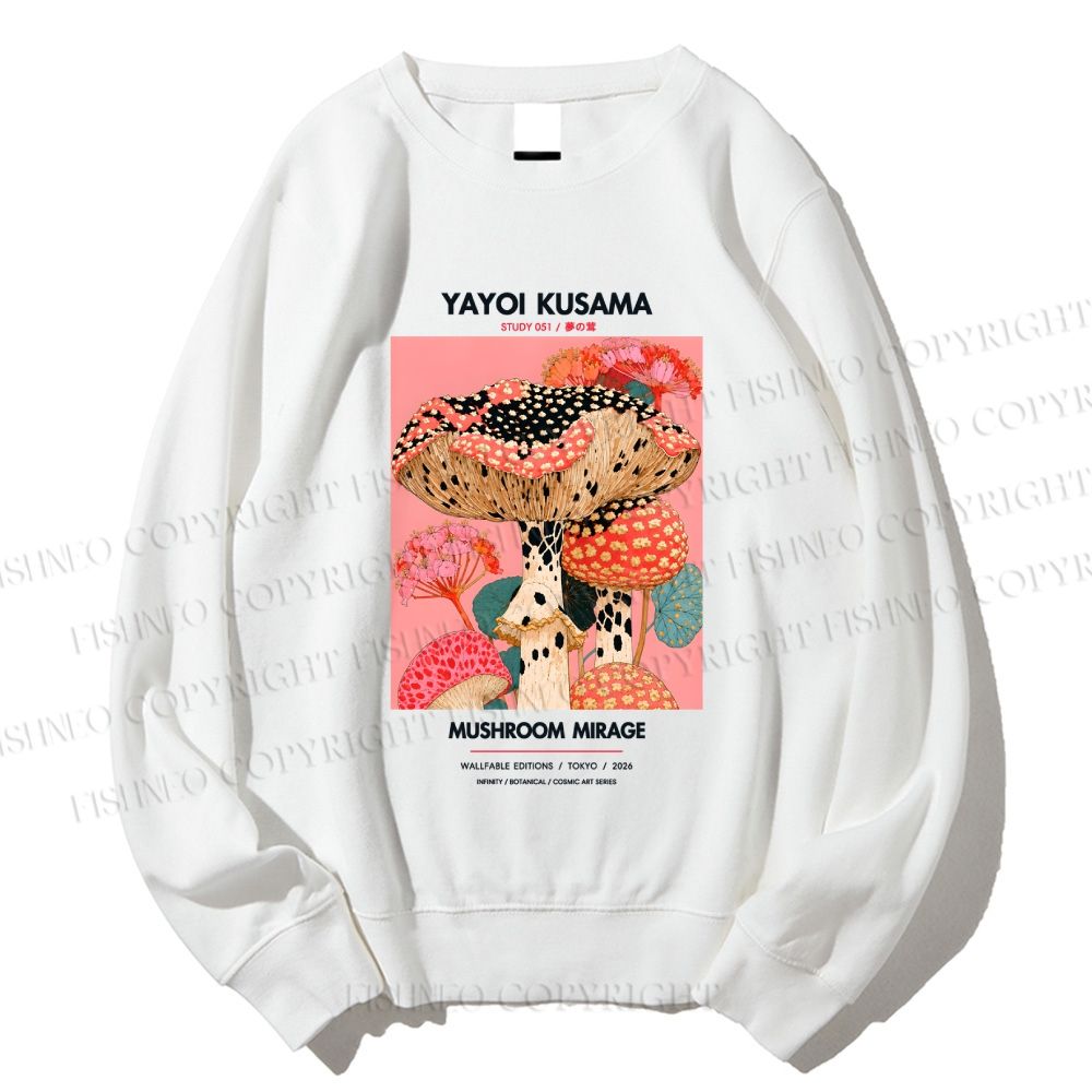 Unisex Yayoi Kusama Mushroom Printed Sweatshirt