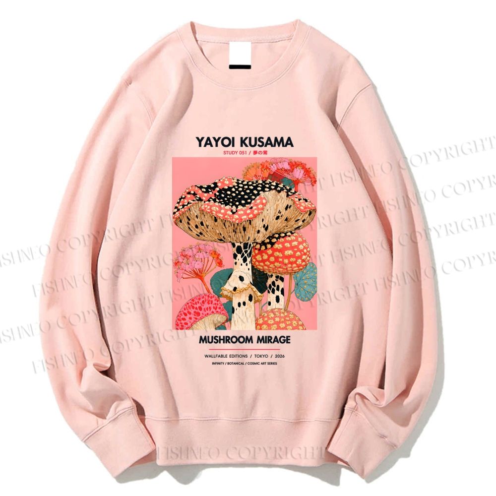 Unisex Yayoi Kusama Mushroom Printed Sweatshirt