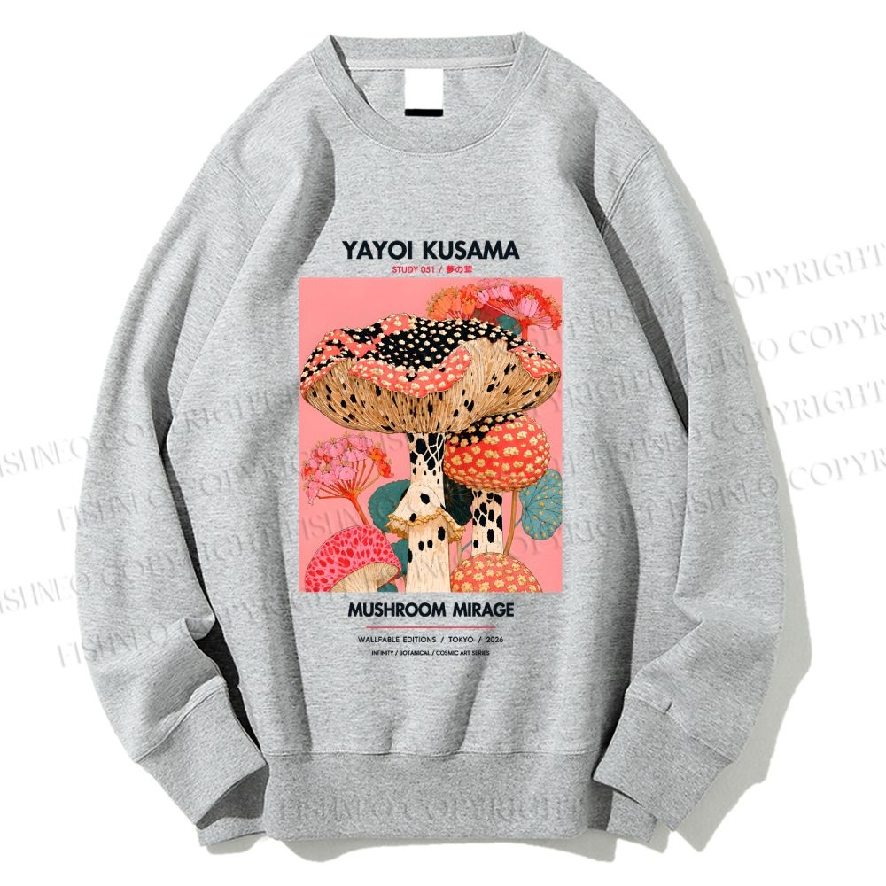Unisex Yayoi Kusama Mushroom Printed Sweatshirt