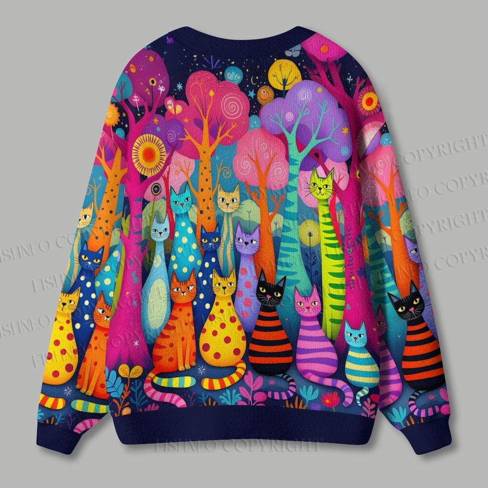 Yayoi Kusama Cats With Dots Ugly Cardigan Sweater