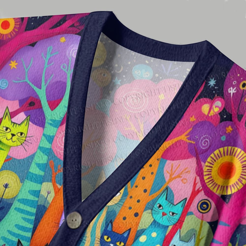 Yayoi Kusama Cats With Dots Ugly Cardigan Sweater