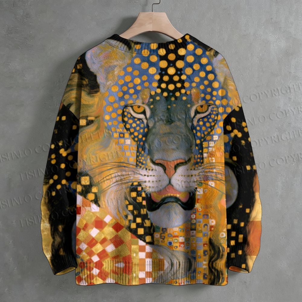 Klimt Style Lion Art Crew Neck Sweater