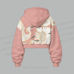 Vintage Crane Women's Cropped Long Sleeve Hoodie & High Waist Jogger Pants Two Piece Tracksuit Set