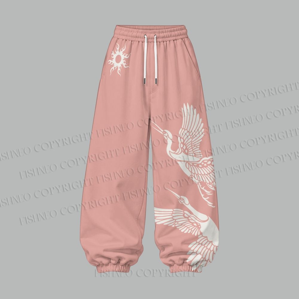 Vintage Crane Women's Cropped Long Sleeve Hoodie & High Waist Jogger Pants Two Piece Tracksuit Set