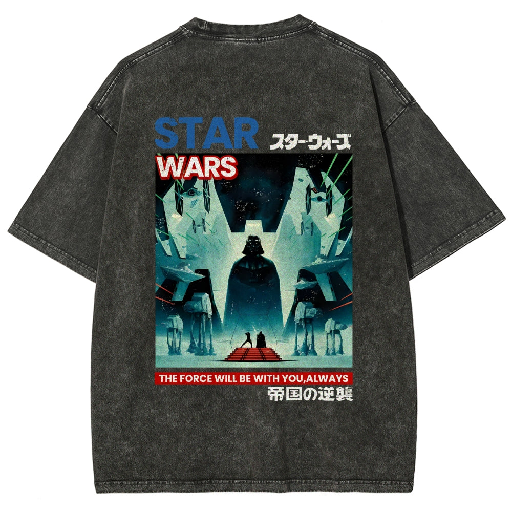 Jaws Shark Vintage Wash Japanese Design Back Art T-Shirt