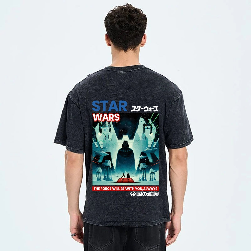 Jaws Shark Vintage Wash Japanese Design Back Art T-Shirt