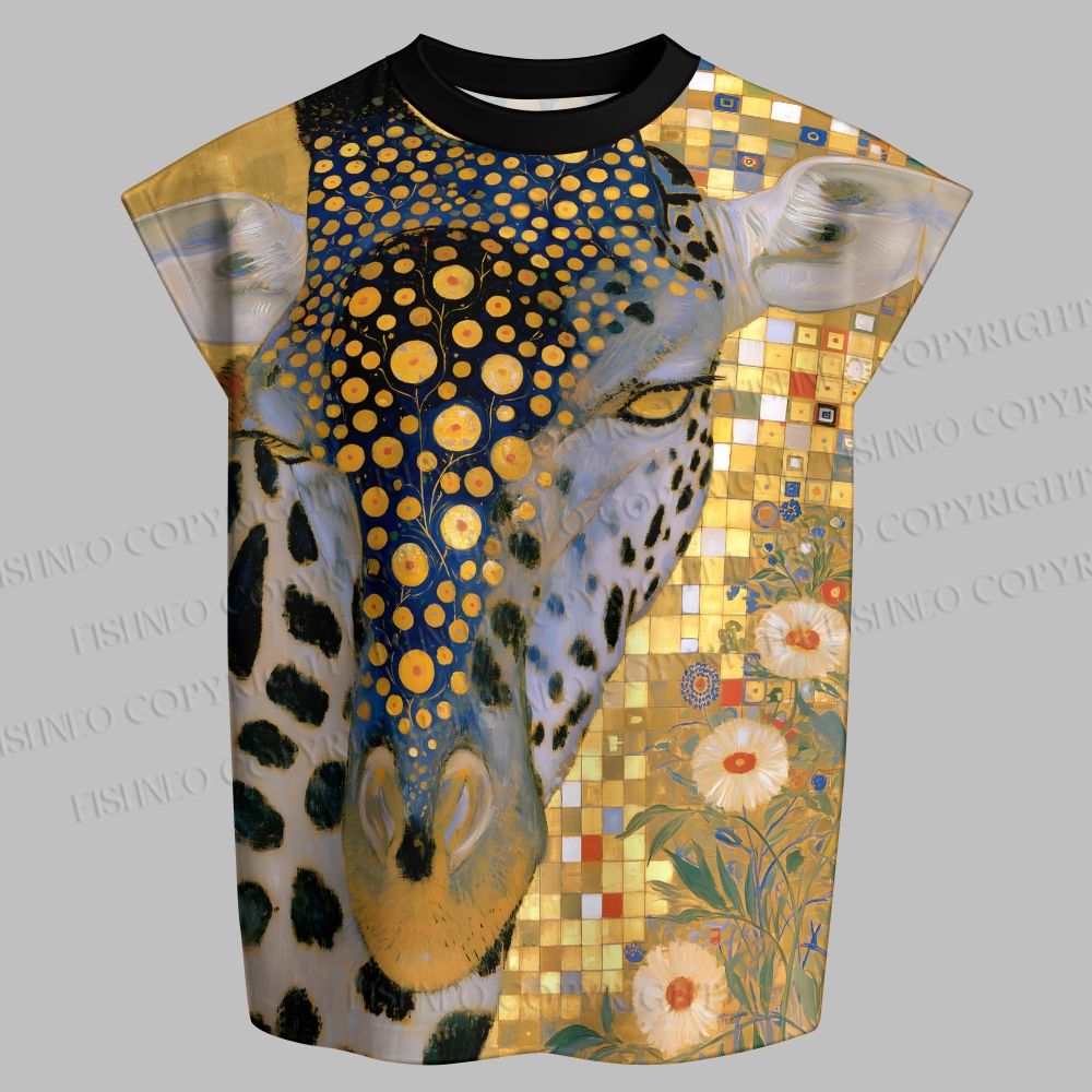 Klimt Giraffe Sleeveless Tank Top & Elasticated Trousers pants Two-Piece Streetwear Set