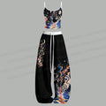 A Fierce Tiger Drinking Water Top & Elasticated Trousers Two-Piece Set