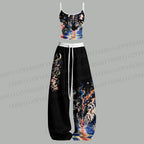 A Fierce Tiger Drinking Water Top & Elasticated Trousers Two-Piece Set