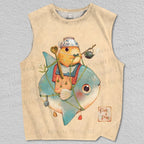 UnisexRiding Fish Frog Printed Tank Top