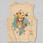 UnisexRiding Fish Frog Printed Tank Top