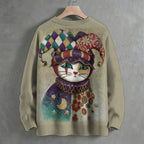 Clown Cat Crew Neck Sweater