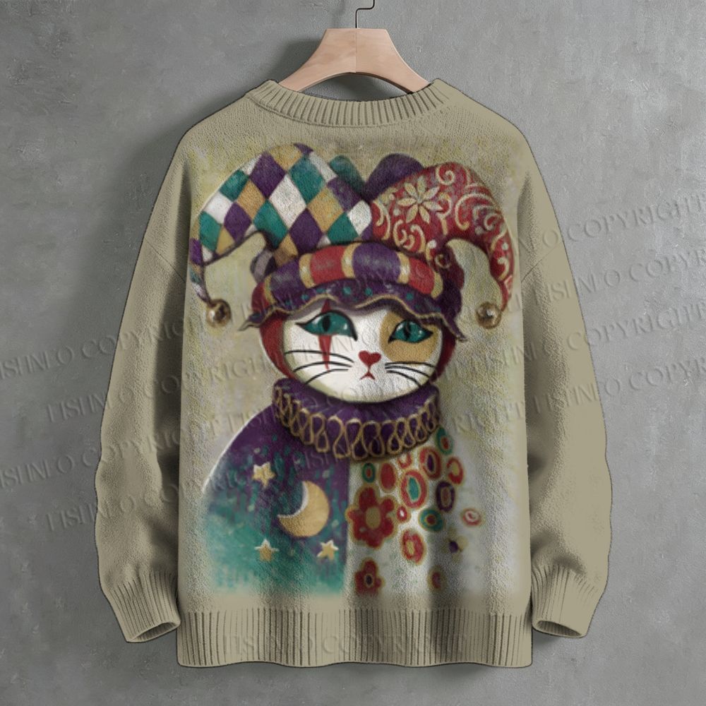 Clown Cat Crew Neck Sweater